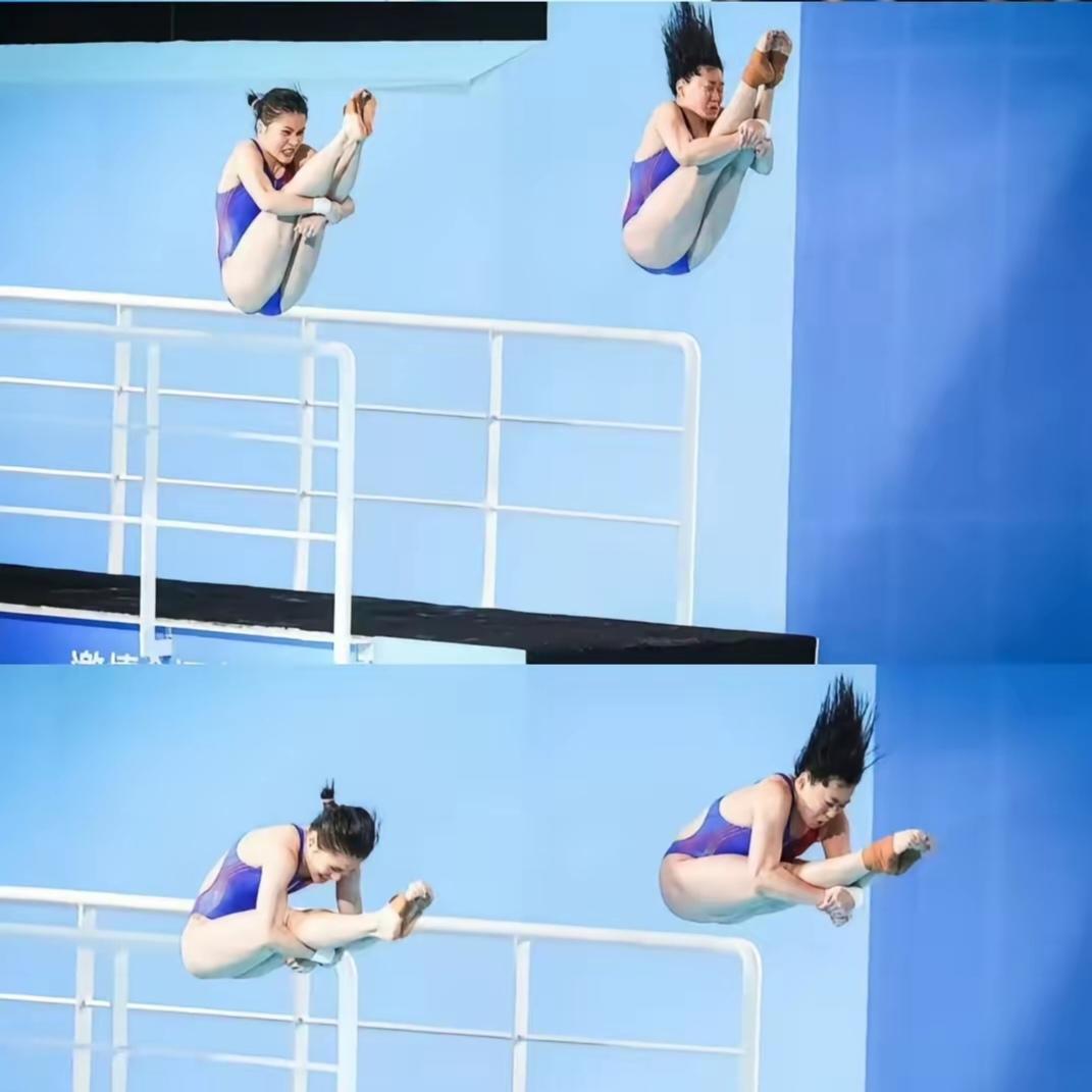 全红婵最牛之处就在于，
明明体重比搭档沉，
却能跳得更高、滞空更久！

别人只看