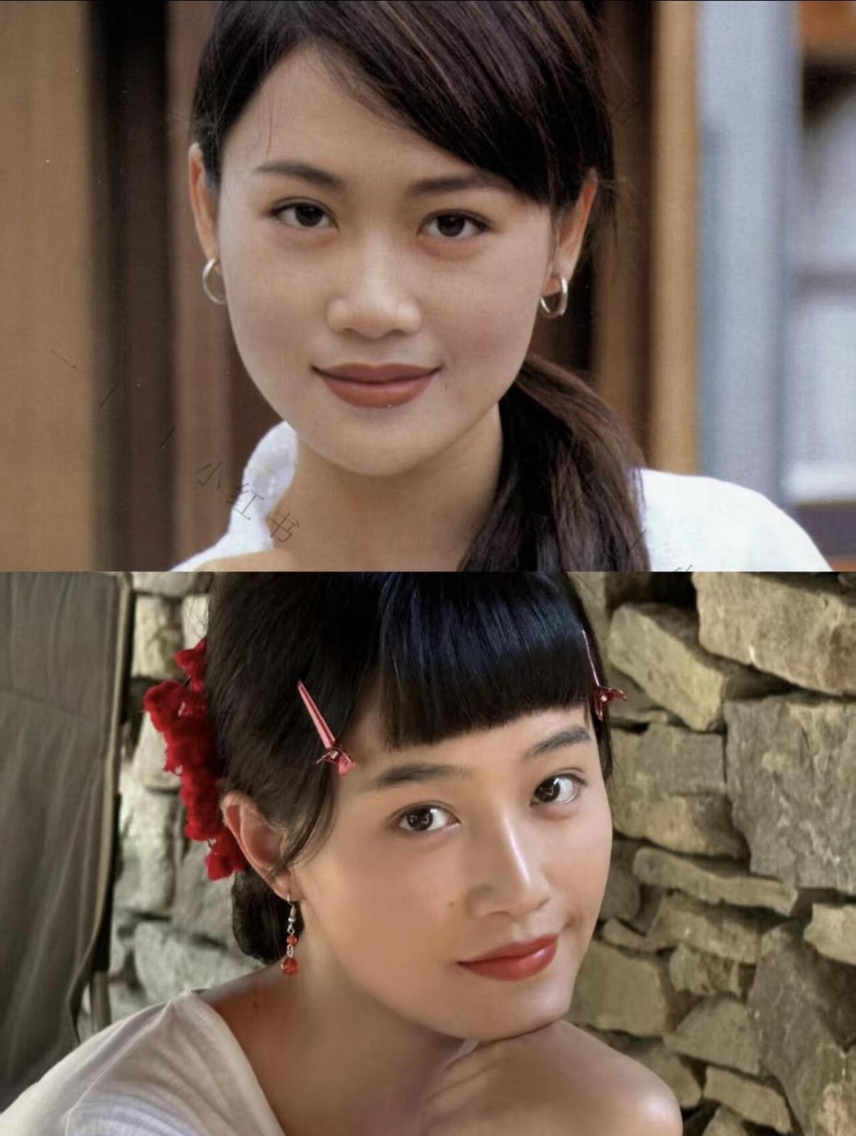 说不出哪里像，但就是感觉很像。
一样的甜杏眼和小双，鼻头很小巧五官布局挺像的，但