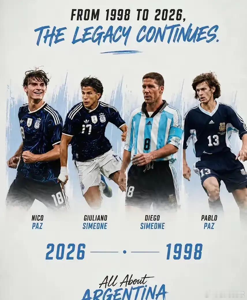 绿茵父子档！帕斯&西蒙尼出征2026世界杯 父辈曾征战98法国世界杯同心同行，诠