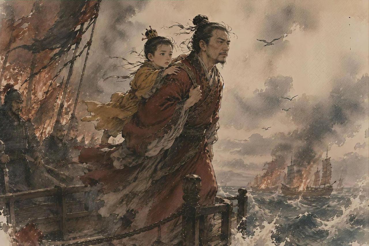 1279年。崖山。南宋宰相陆秀夫站在船头。他背上，是八岁的小皇帝赵昺。面前，到处