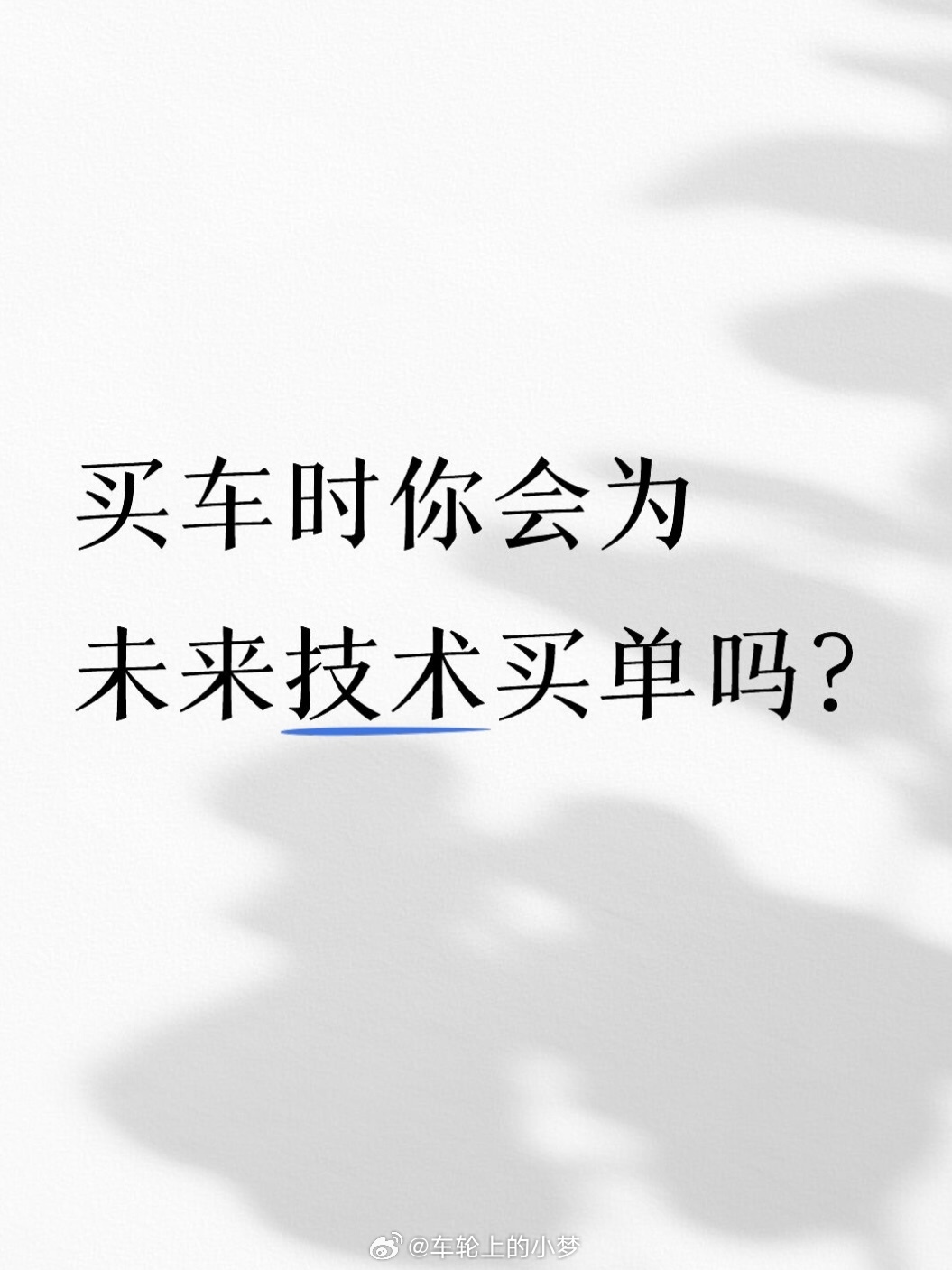 买车时你会为未来技术买单吗 买车碰到这种题还挺有意思。一边是现在给6分、画饼说以