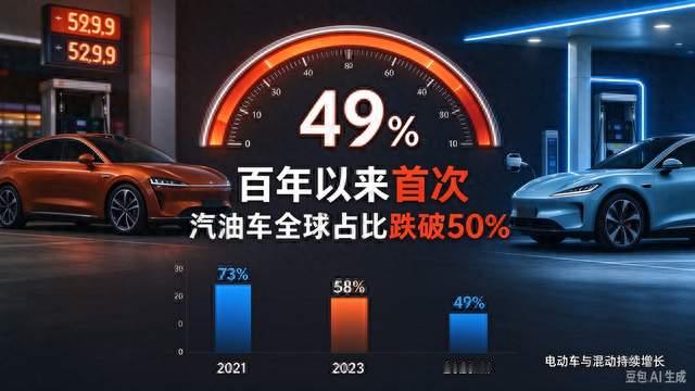 百年以来首次！汽油车全球占比跌破半数，汽车市场迎来历史性拐点