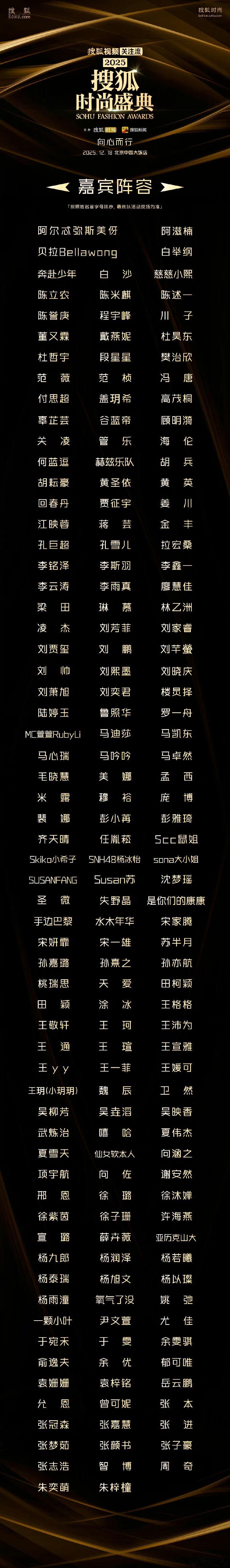 搜狐时尚盛典名单今天的搜狐时尚盛典，你最期待谁？ 