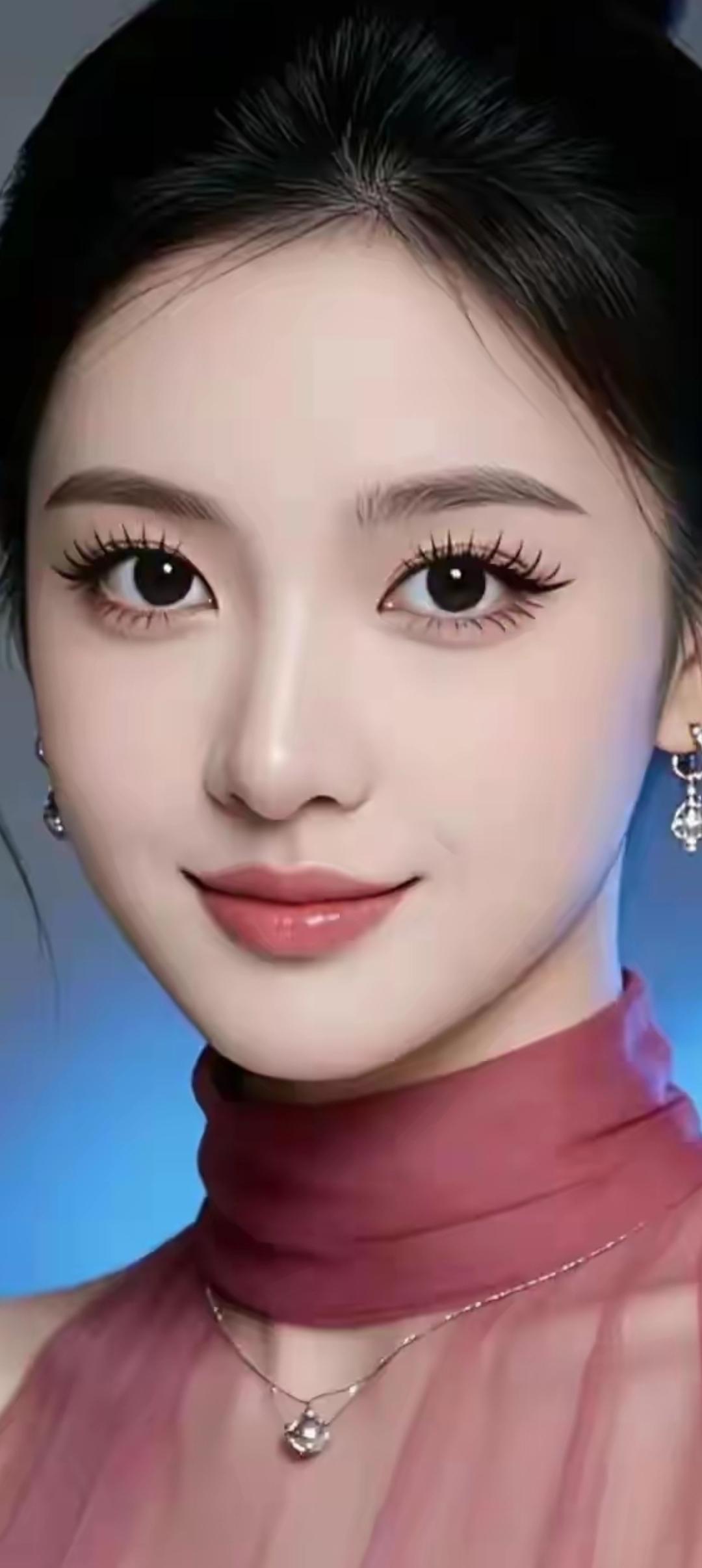 优雅红衣，闪耀耳环，甜美微笑，气质满分！💄✨