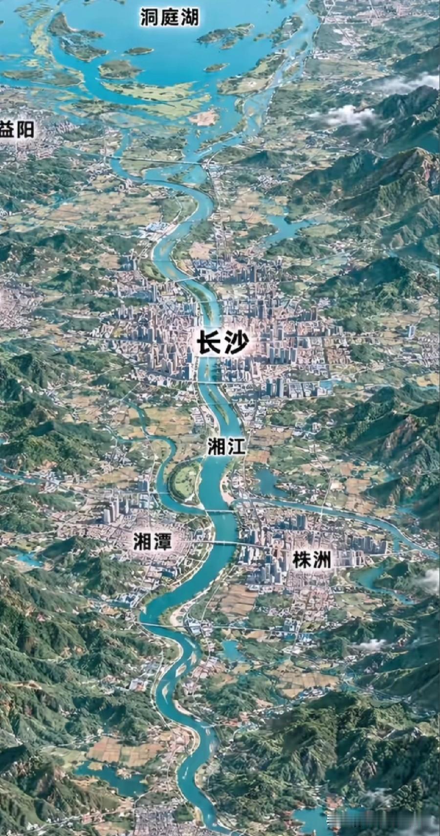 长沙湘潭株洲之间的距离还是挺近的，要是长沙湘潭株洲如果能够合并成为一个城市的话，