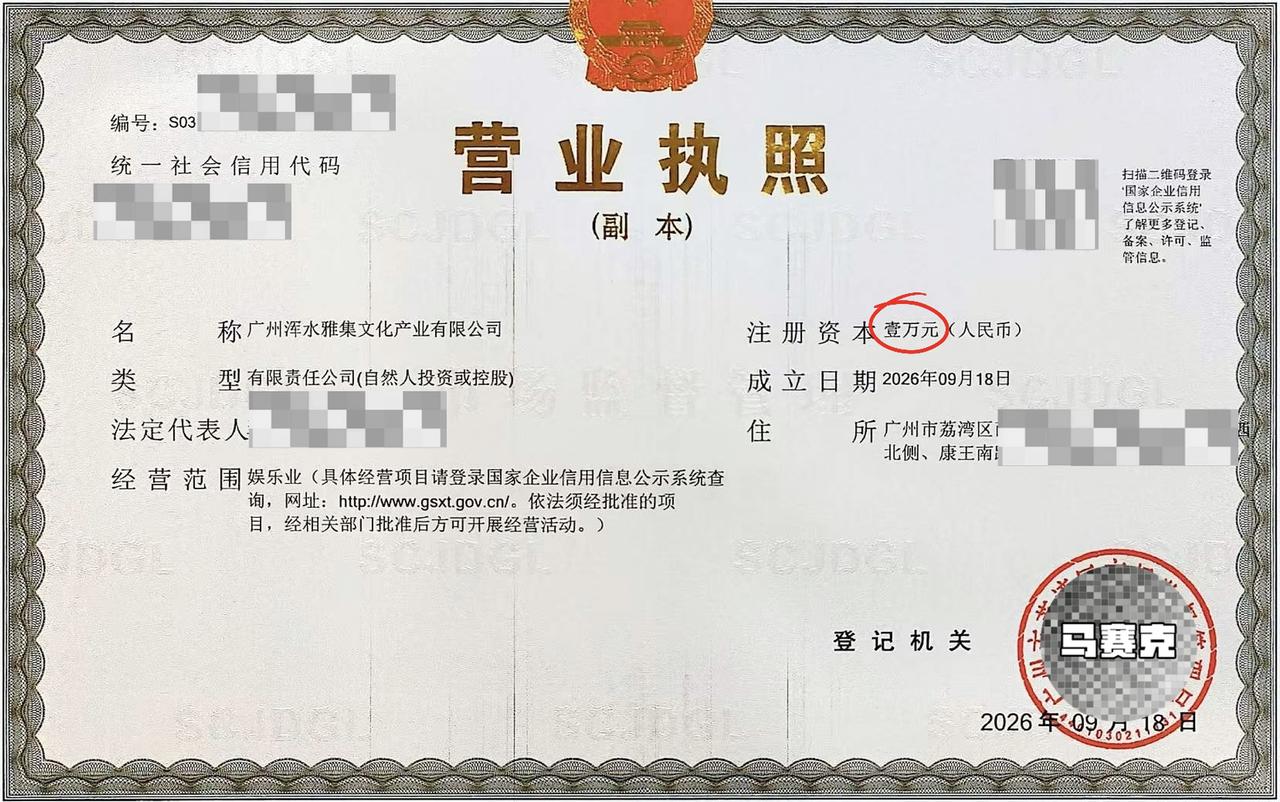 今天办了一件大事，开了一家公司，朋友们看到注册资金都被惊呆了。以前，他们不相信我