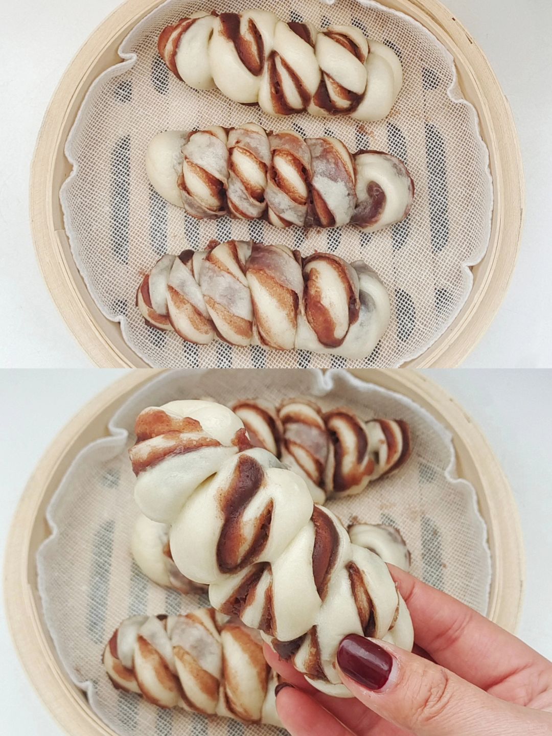 松软香甜·超级好吃的豆沙馒头卷。