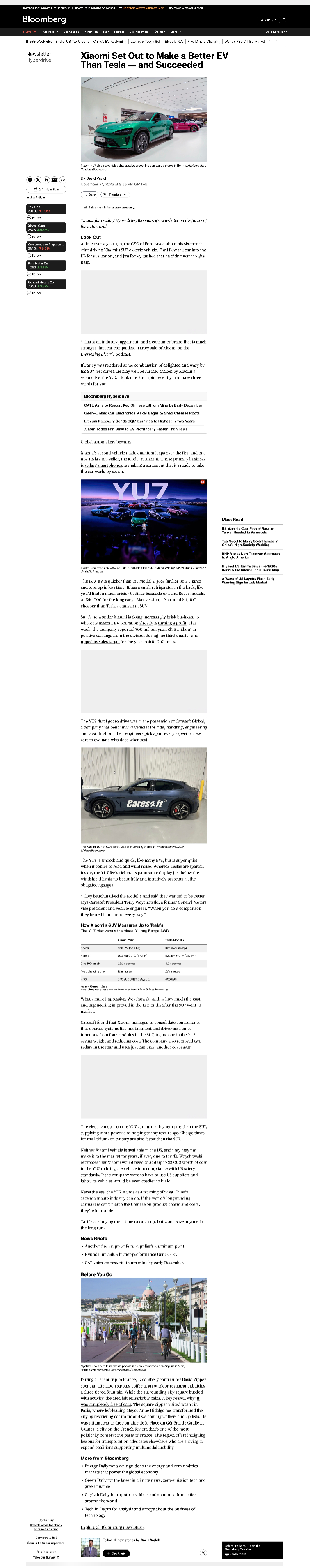 不得不说这回海外媒体的评价相当有分量。彭博社底特律分处处长直接判断，小米立志造比