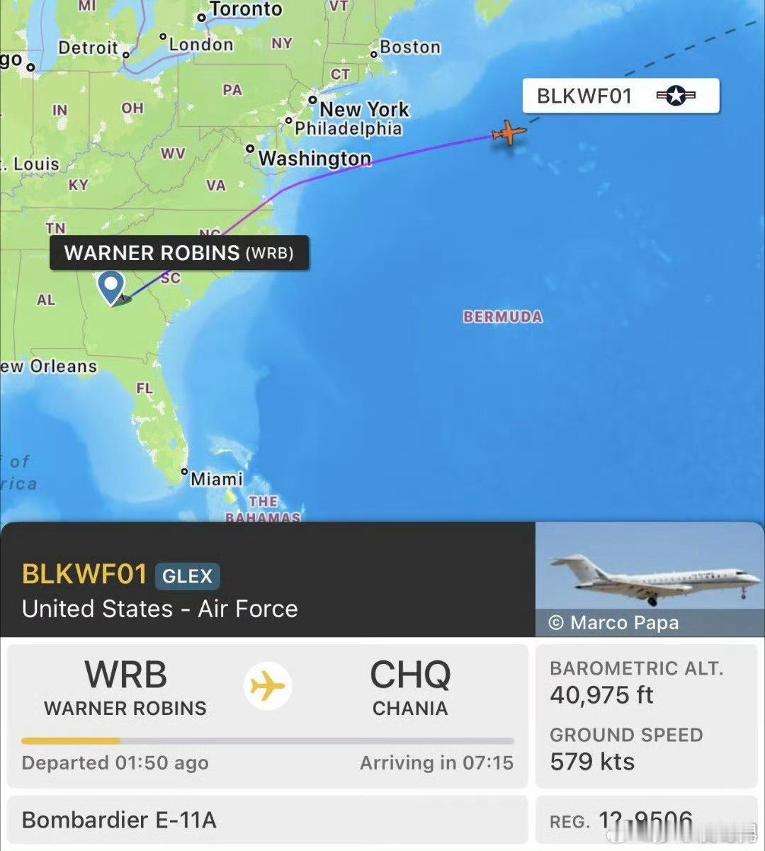 伊朗局势再度紧张 美国向地中海部署罕见机型Bombardier E-11A Ba