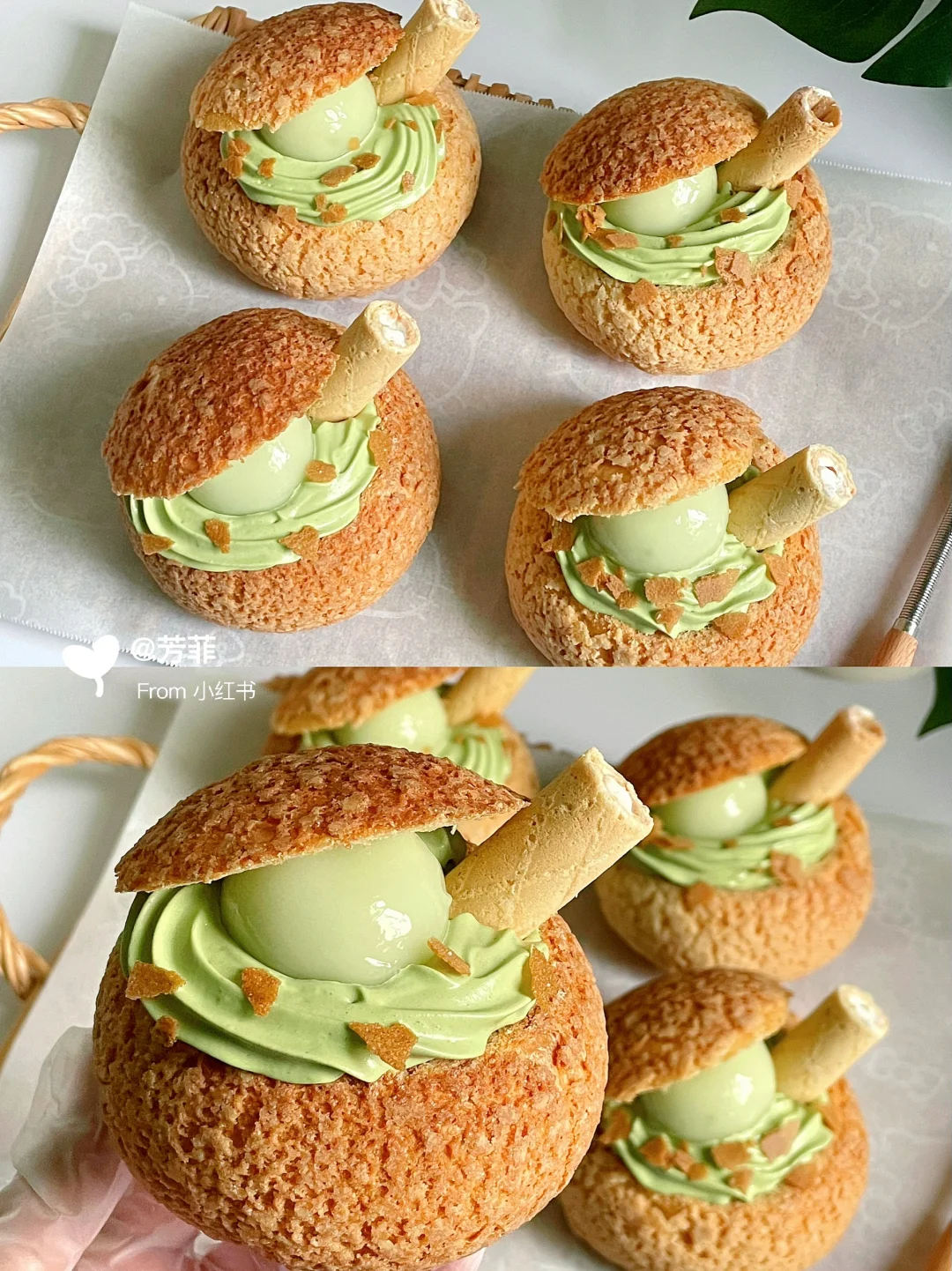 简直了❗抹茶酥皮泡芙，三全茶汤圆夹馅巨好吃