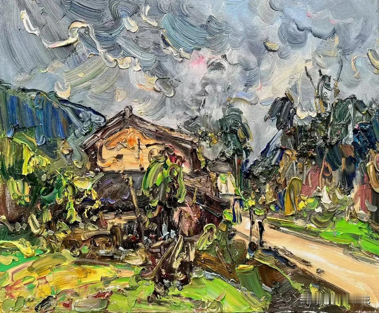 张继渝老师绘画作品欣赏
九沟村小景 布面油画 60x50cm