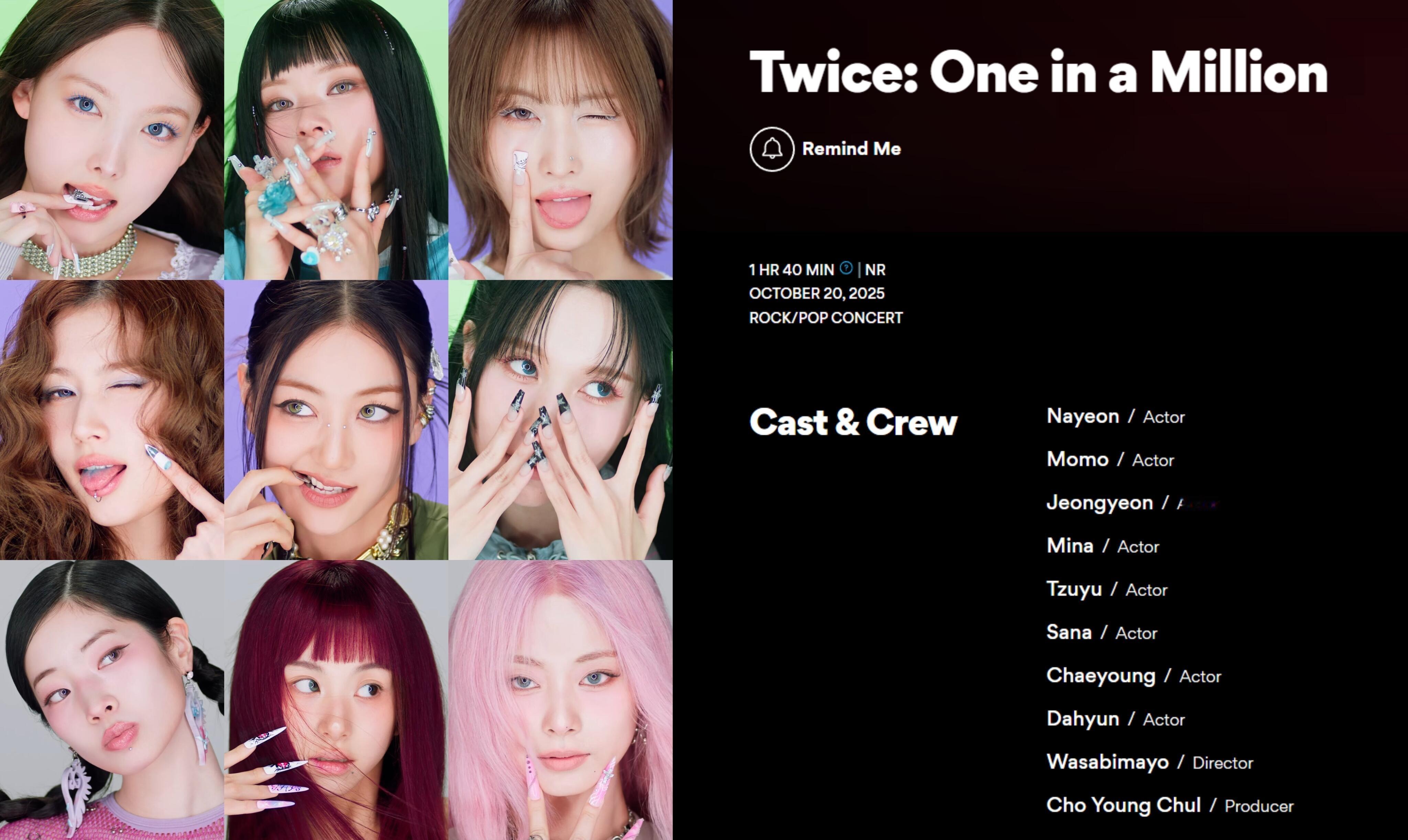 TWICE十周年记录电影《TWICE : ONE IN A MILLION》将于