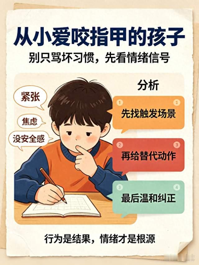 从小爱“咬指甲”的孩子，长大后，多半逃不过两种结局