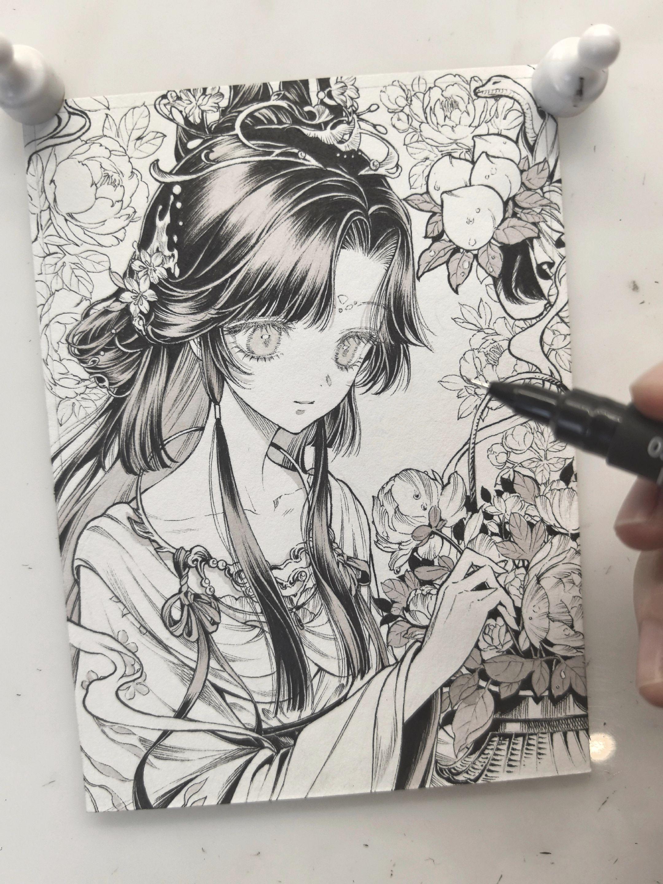 手绘 画画 绘画 绘画过程 稿件展示