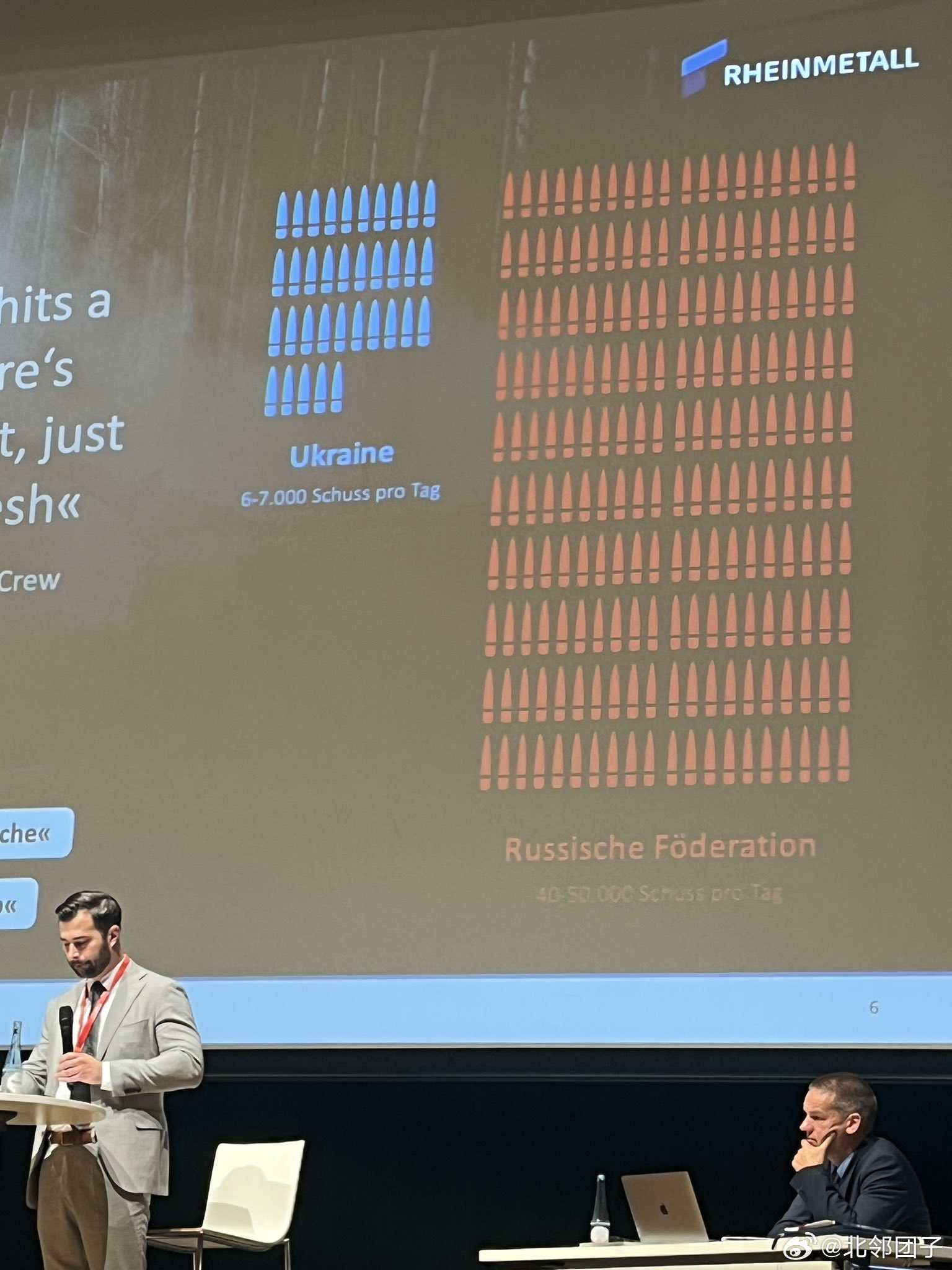 德国科布伦茨举行的 RüNET 2023 活动上德国莱茵金属公司的发言人展示的P