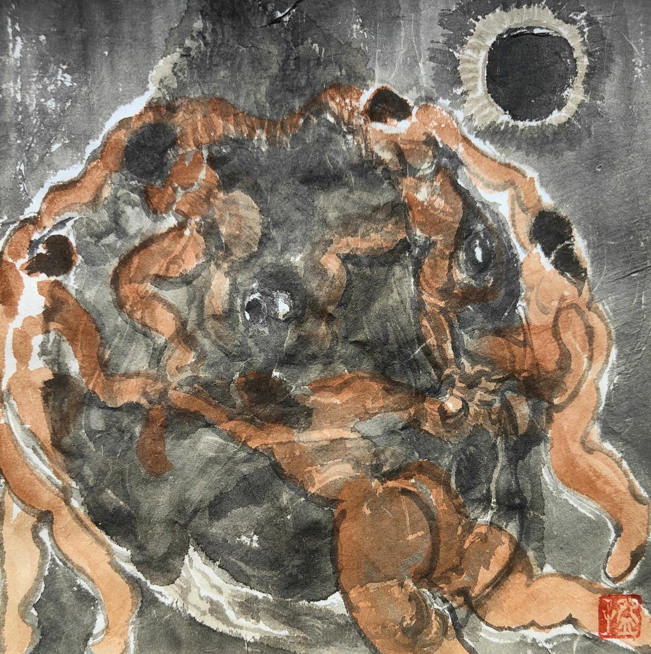 碗子的纸片水墨《狂欢》
​鱼比人古老，却总被人鱼肉。古老不是立命的资本，若不更新