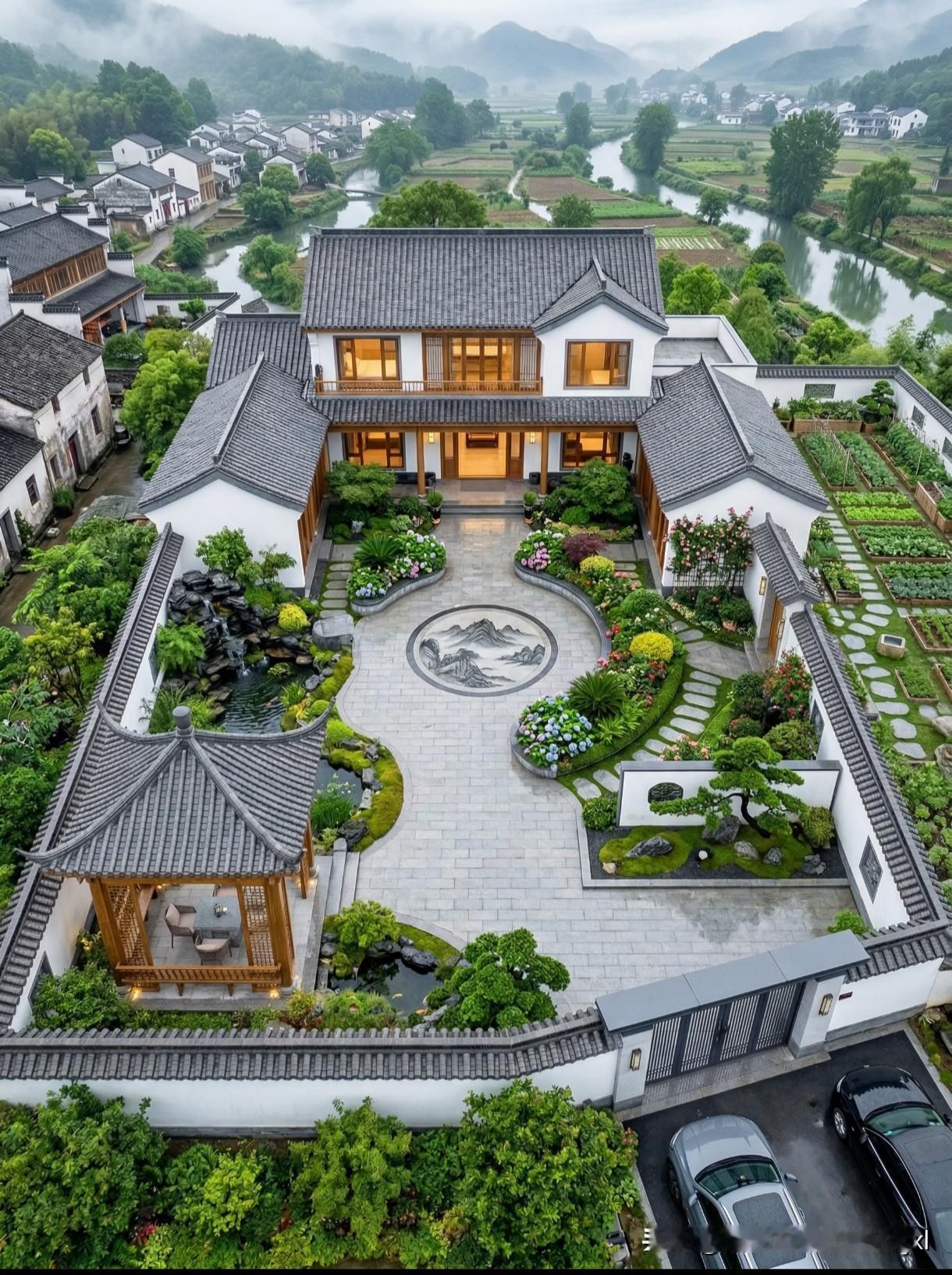 这九款中式小院，住着也太舒服了吧！

从院子大门走进去，第一眼就是满院子的好风景