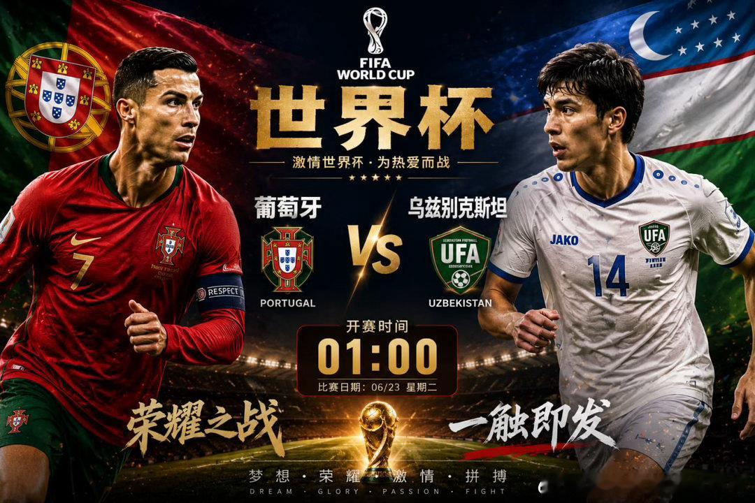 ⏰ 01:00🇵🇹 葡萄牙 VS 乌兹别克斯坦 🇺🇿欧洲豪门迎战亚洲劲旅