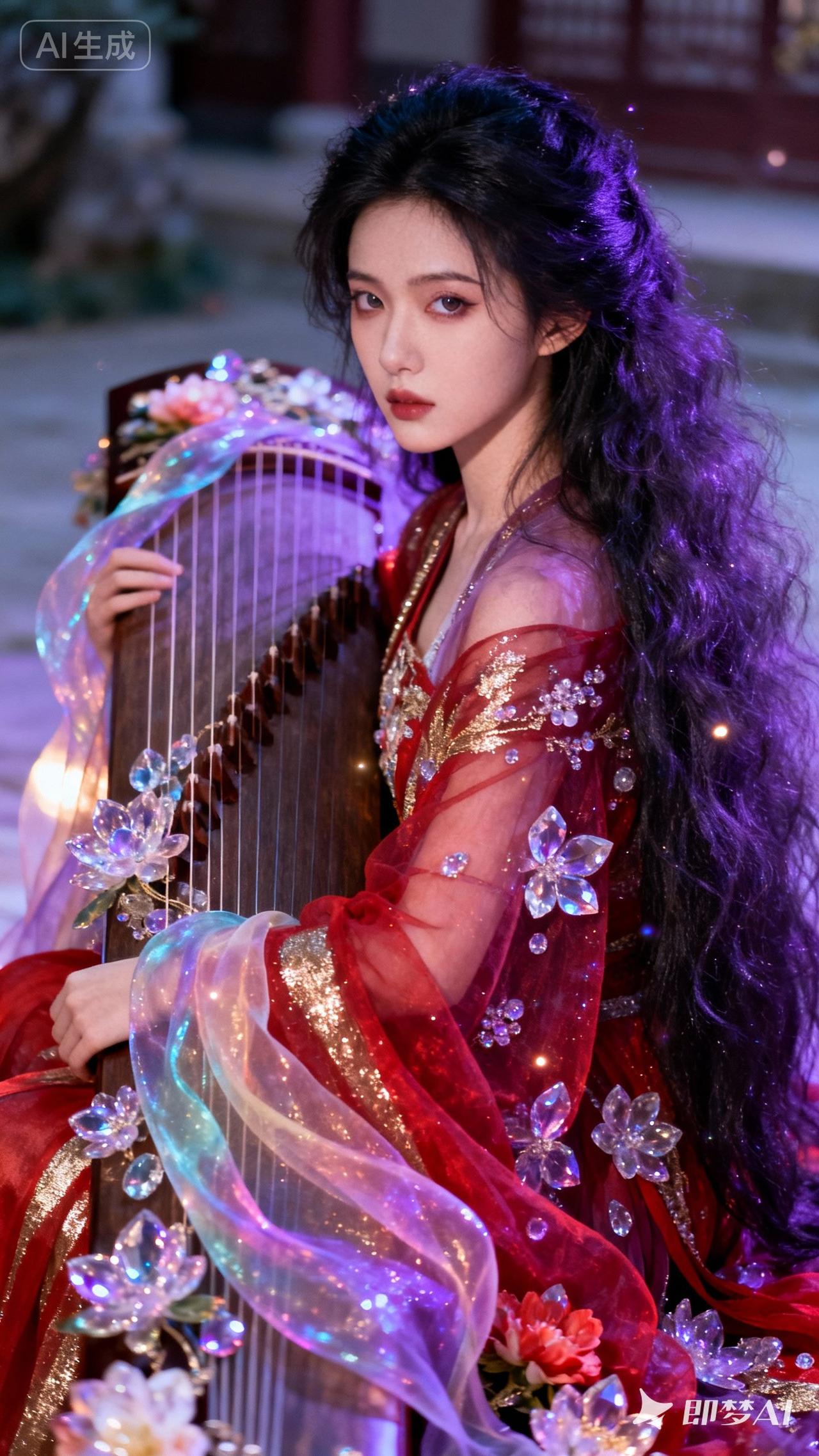 梦幻古风少女与古筝的唯美邂逅