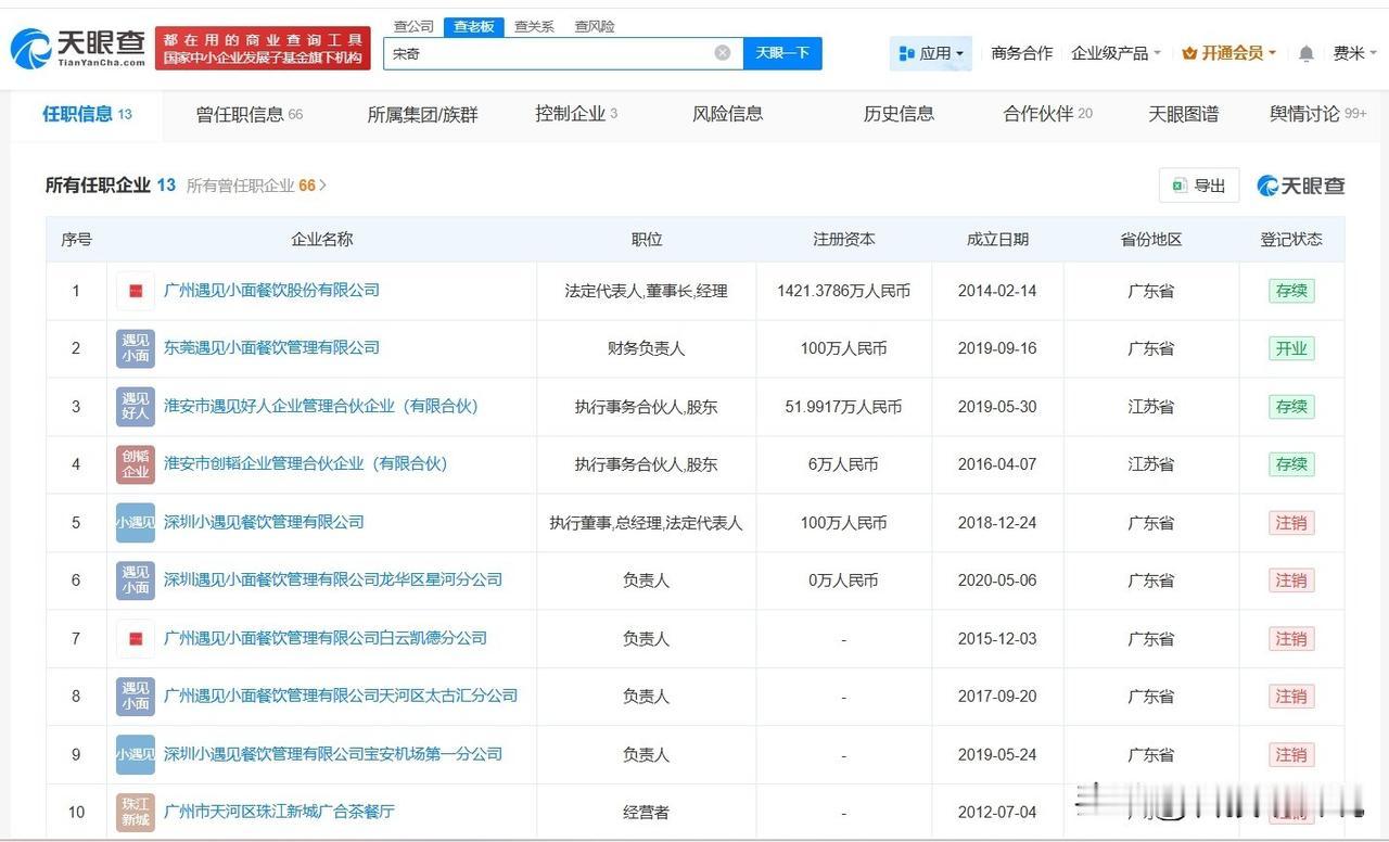 【遇见小面创始人名下近10家企业注销 遇见小面创始人商业版图盘点 遇见小面创始人