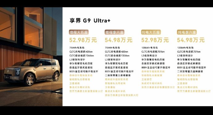 享界g9 已公布三版本 增程纯电齐备 觉得定价如何 
