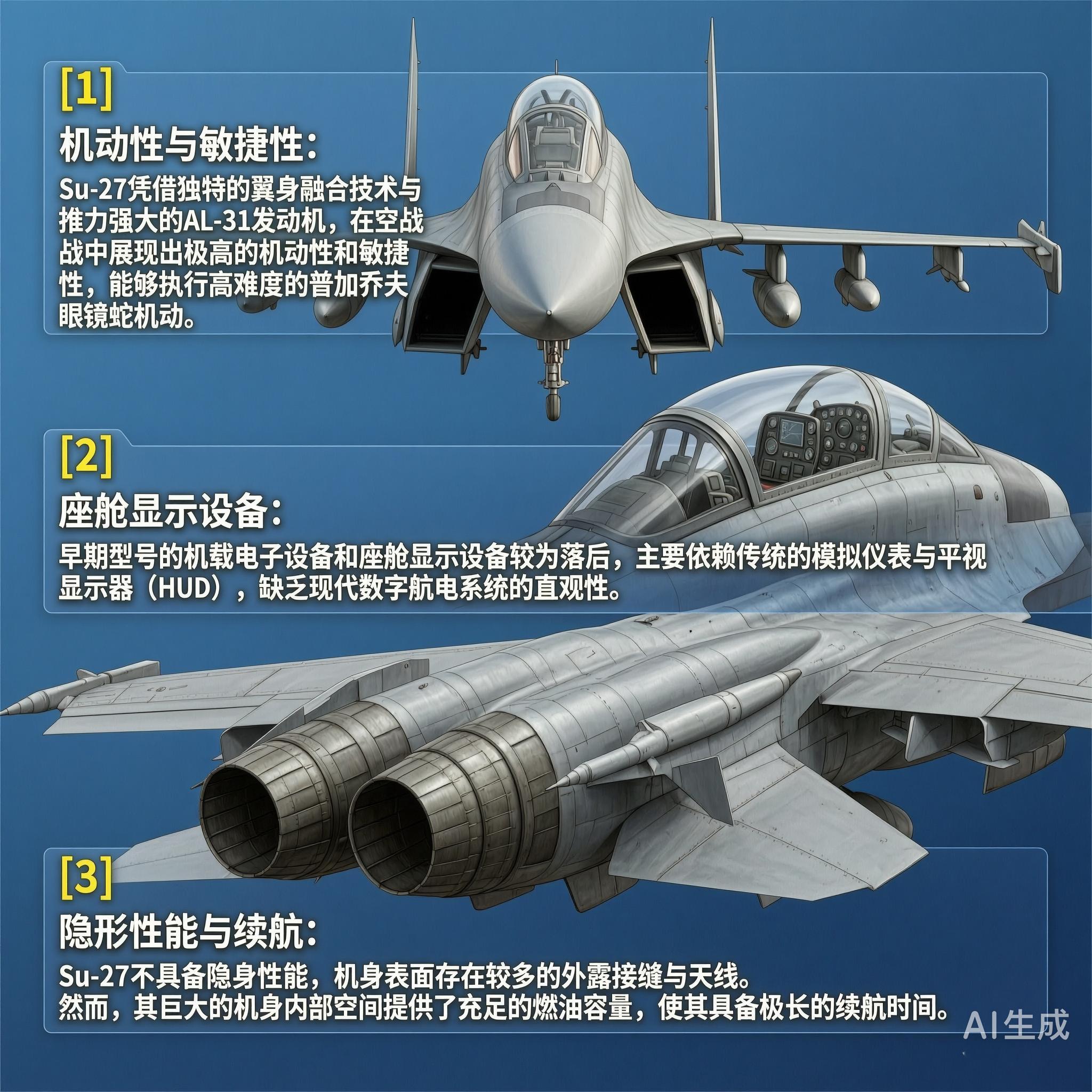 军事ai新视野 俄罗斯Su-27“侧卫”战斗机Su-27战斗机是在苏联时期由苏联