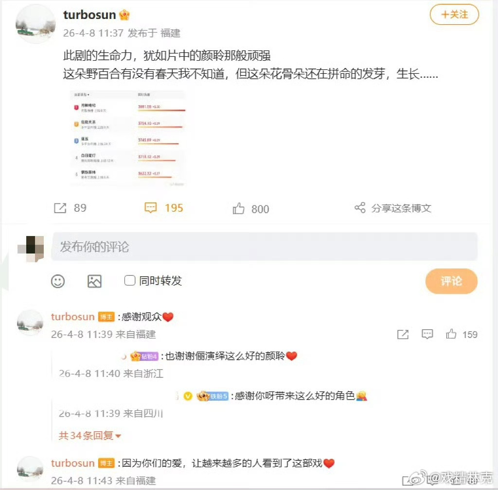 孙俪也挺在意危险关系的数据的，扑得太惨。刷到关于这剧最多的就是吹吴慷仁演技吊打内