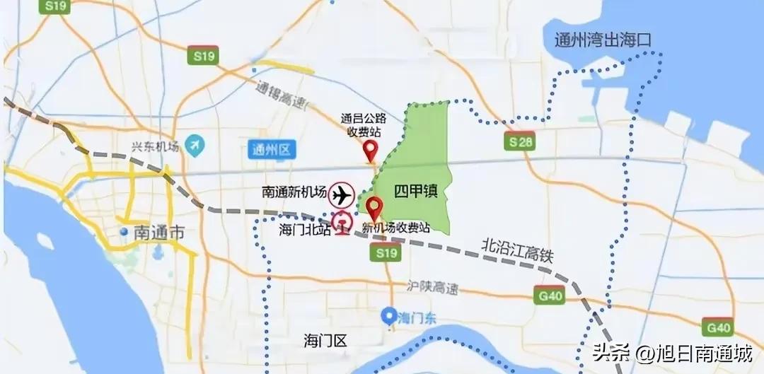 南通新机场建成之后，四甲将成为交通最便利的镇！

去年年底，南通绕城高速建成通车