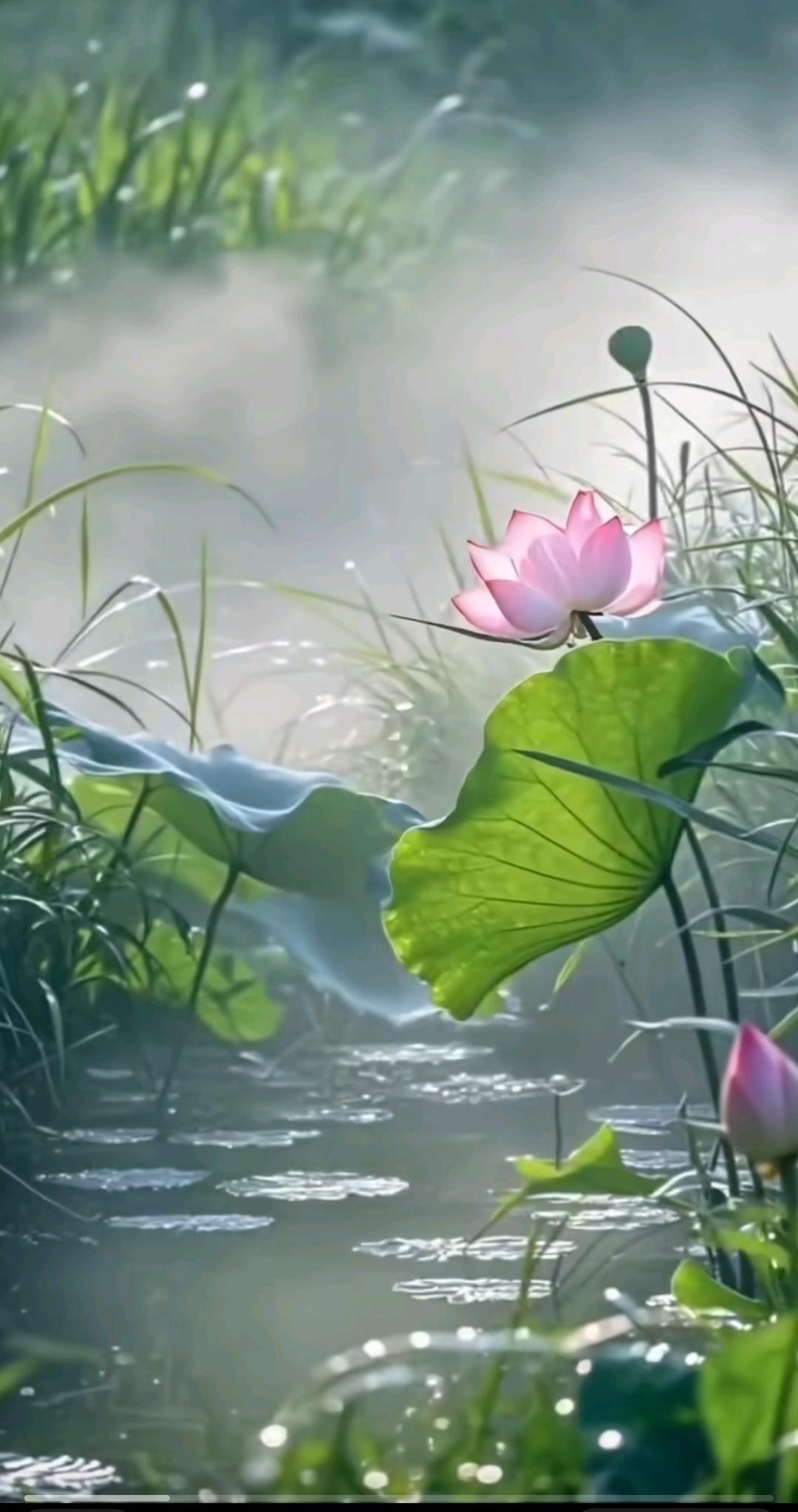 青青的荷叶，粉色的花朵，明丽而娇艳！
莲子清热安眠，帮助人们安心入睡！
不仅给足