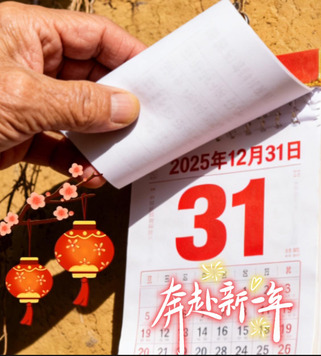 翻开墙上挂着的日历已显示最后一页：2025年12月31号。

2025年已匆匆离