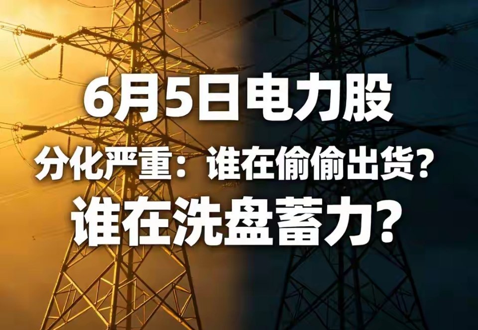 持有电力股必看！20只电力主力意图全景拆解（周一实操版）6月5日电力板块迎来黑色