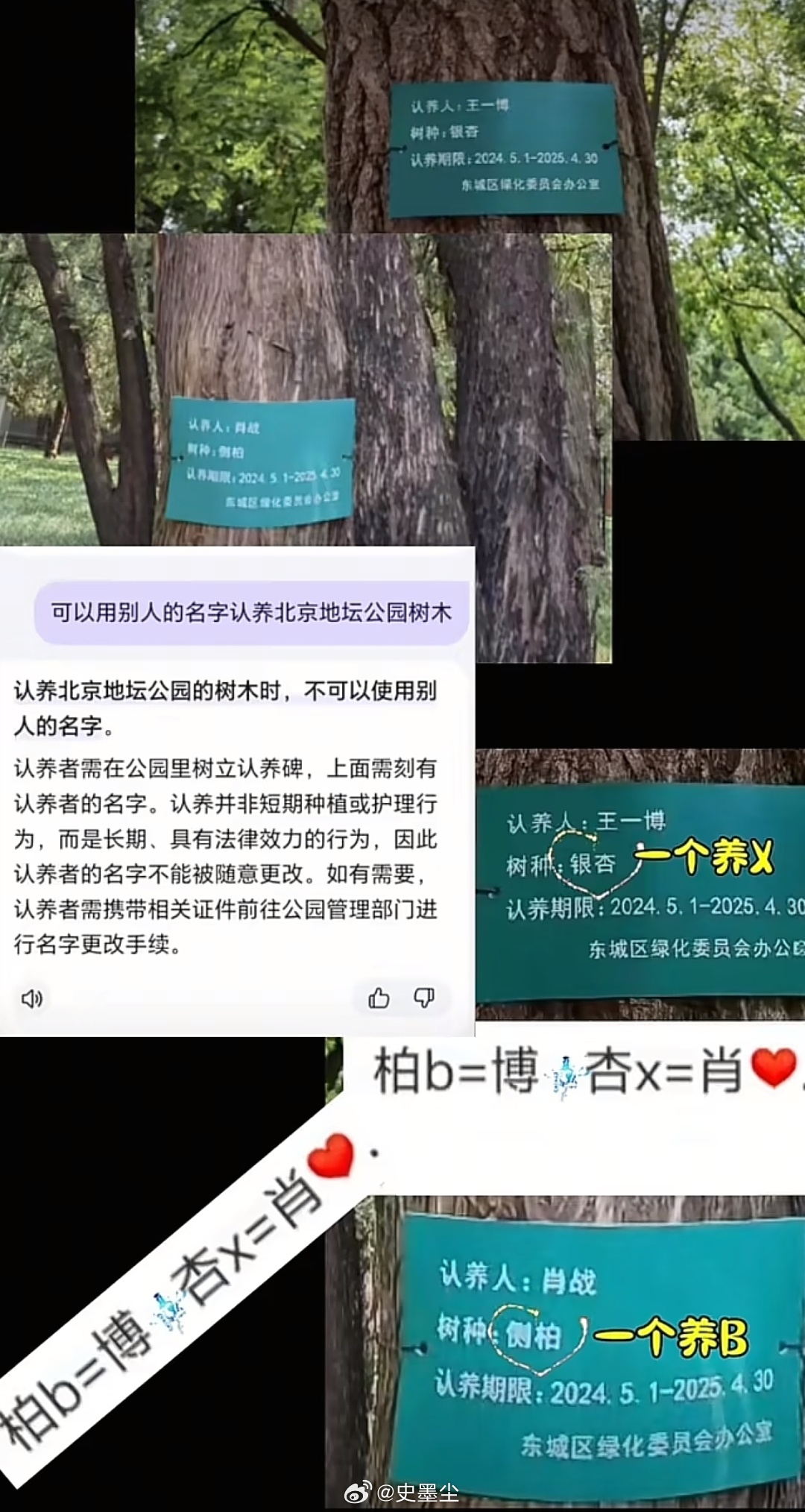 不说吧心里堵得慌，想说两句吧又要得罪人，算了……地坛公园不再允许用明星姓名认领树