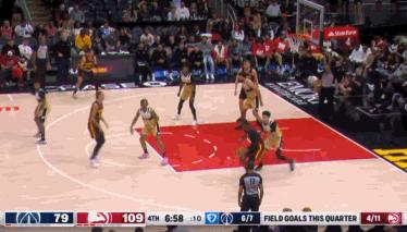 库明加赛季新高27分狠狠打脸勇士！
在今天NBA常规赛老鹰对阵奇才的第四节比赛中