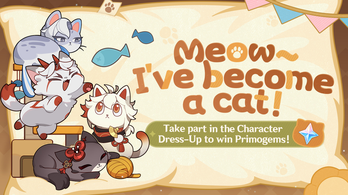 #原神[超话]# 外服全员猫化的活动，感觉挺有趣的，官方给出的第一个角色是万叶[