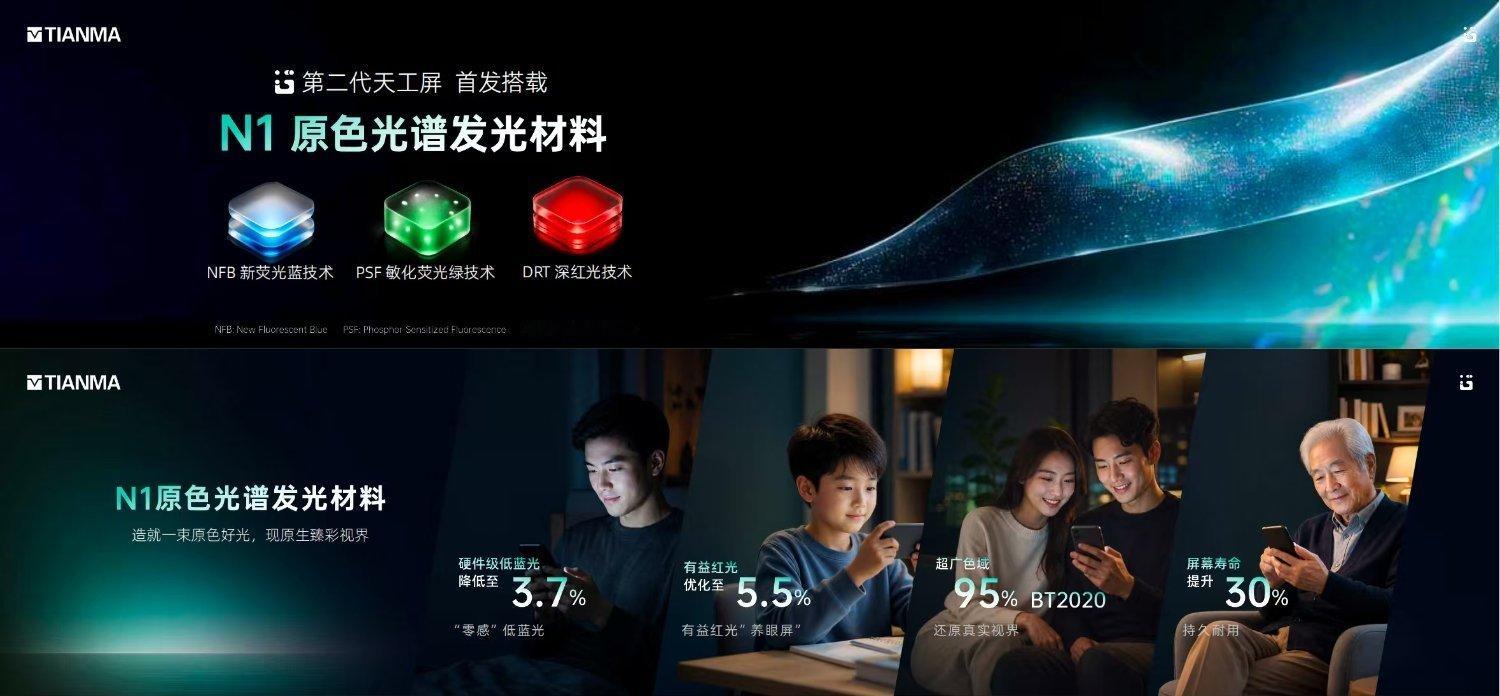 天马今天上午正式发布了新一代的天工屏。天工屏1.0发布一年时间，搭载的旗舰终端用