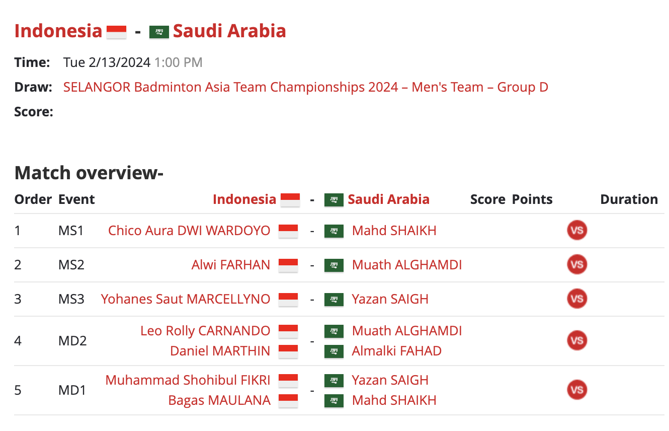 【男团小组赛：印尼🇮🇩vs🇸🇦沙特】1、兹科🇮🇩2、法汉🇮🇩3、