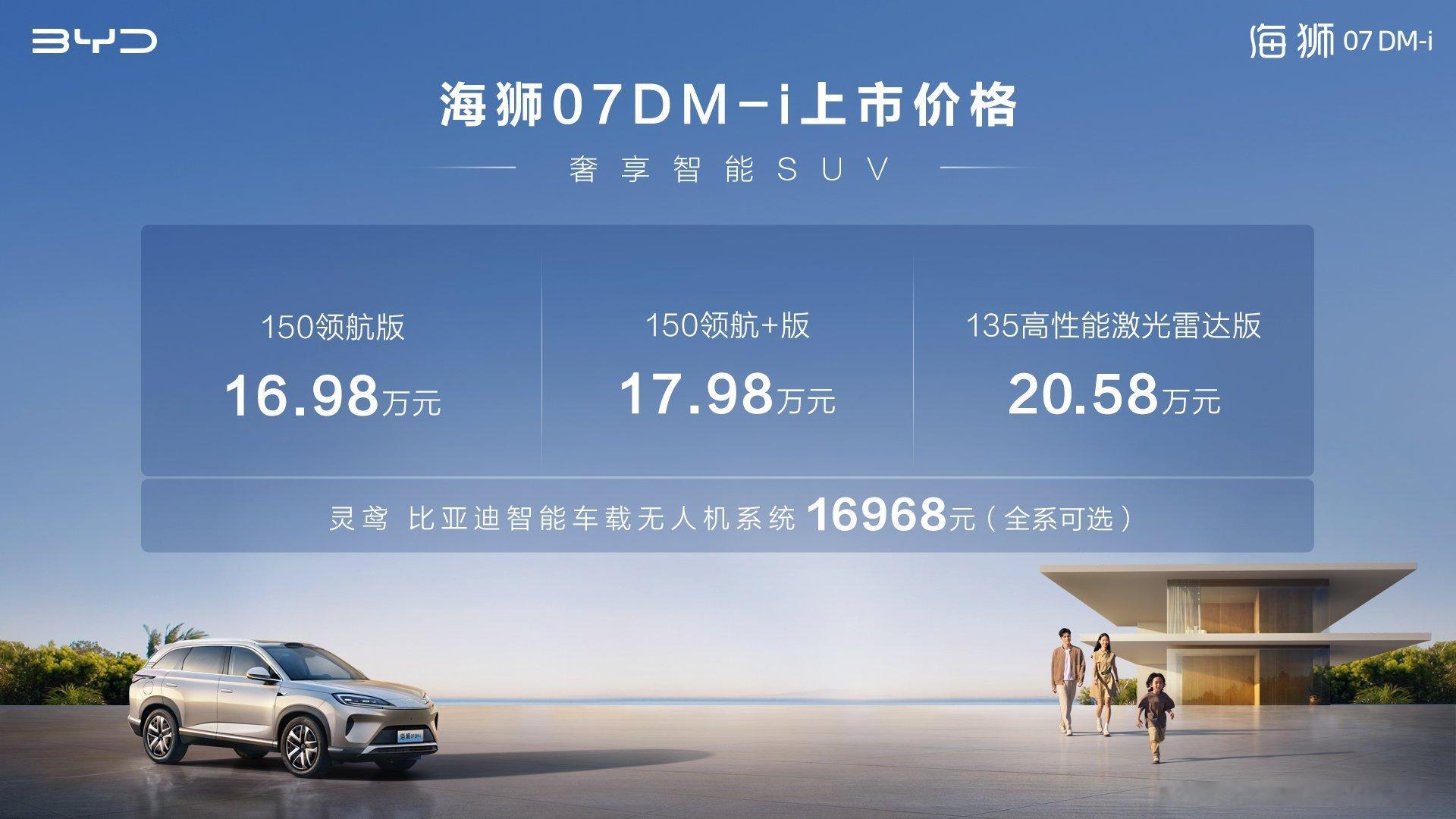 海狮07DM-i价格来了，三款车型，起步只要16.98万！ ​​​