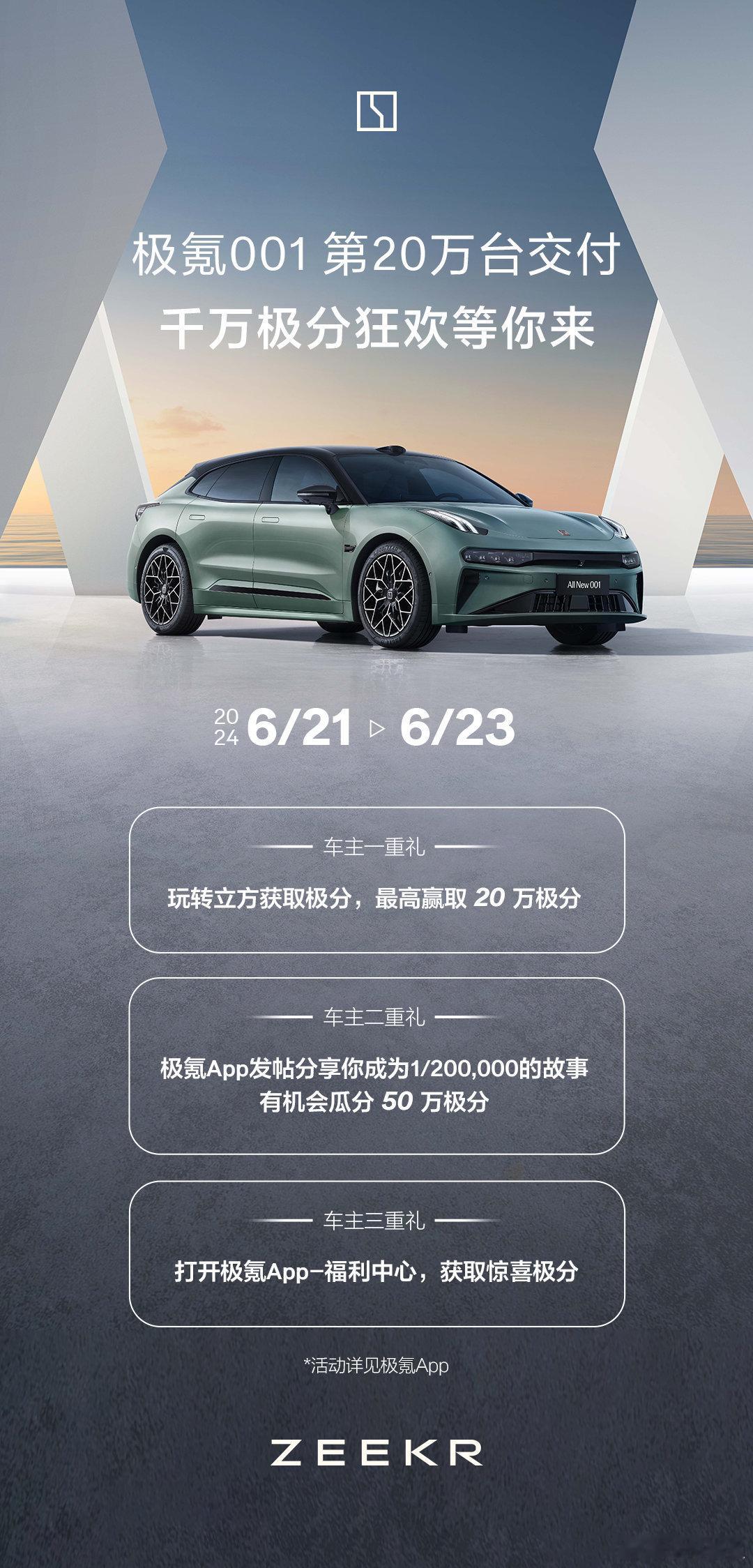 极氪001交付20万台达成！极氪车主们有羊毛可以薅啦~#极氪001##这车值么#
