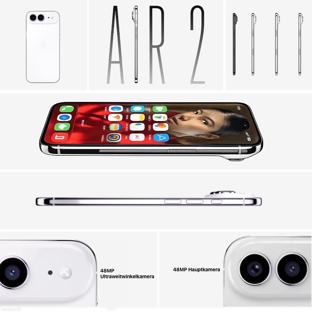 【iPhone Air 2高清渲染图曝光】不出意外二代产品应该就长这样了，正面的