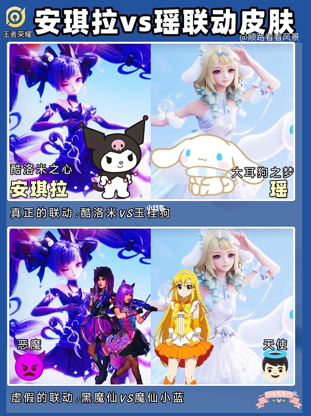 安琪拉和瑶妹—真正联动vs虚假联动皮肤对比