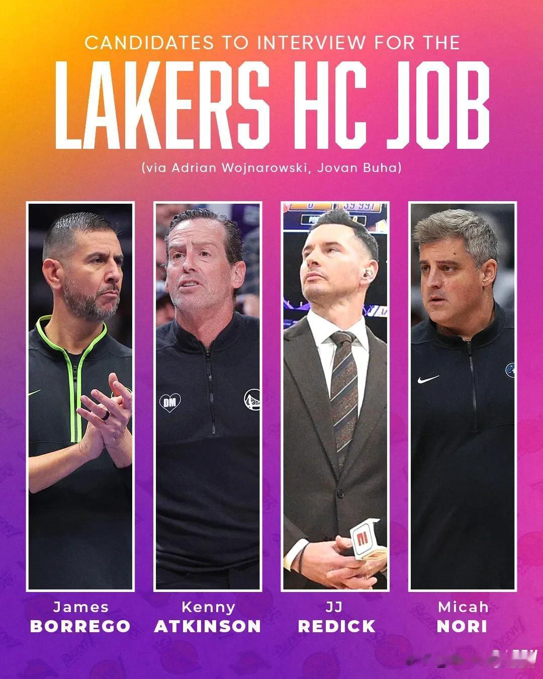 湖人队预计将在芝加哥的 NBA 选秀联合训练营上开始面试过程。

主教练职位候选