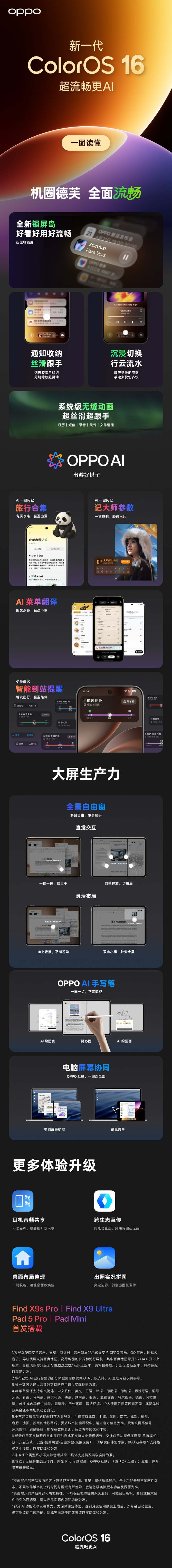 新一代“金标”ColorOS 16来了!OPPO Find X9s Pro将首发搭载