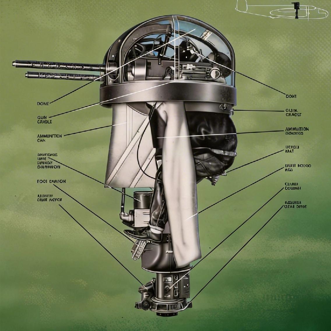 二战中型轰炸机B25的机背炮塔，感觉射手坐里面挺难受