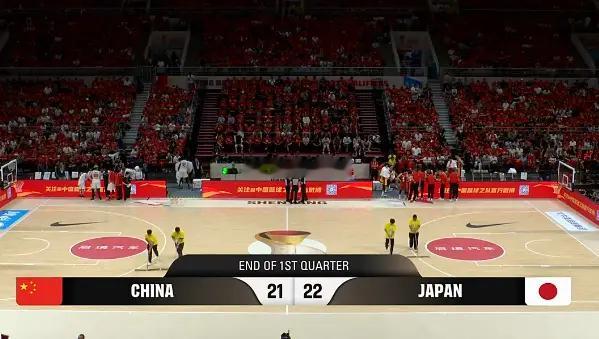 07月03日讯 男篮世界杯预选赛，中国男篮对阵日本男篮的比赛正在进行中。中国男篮
