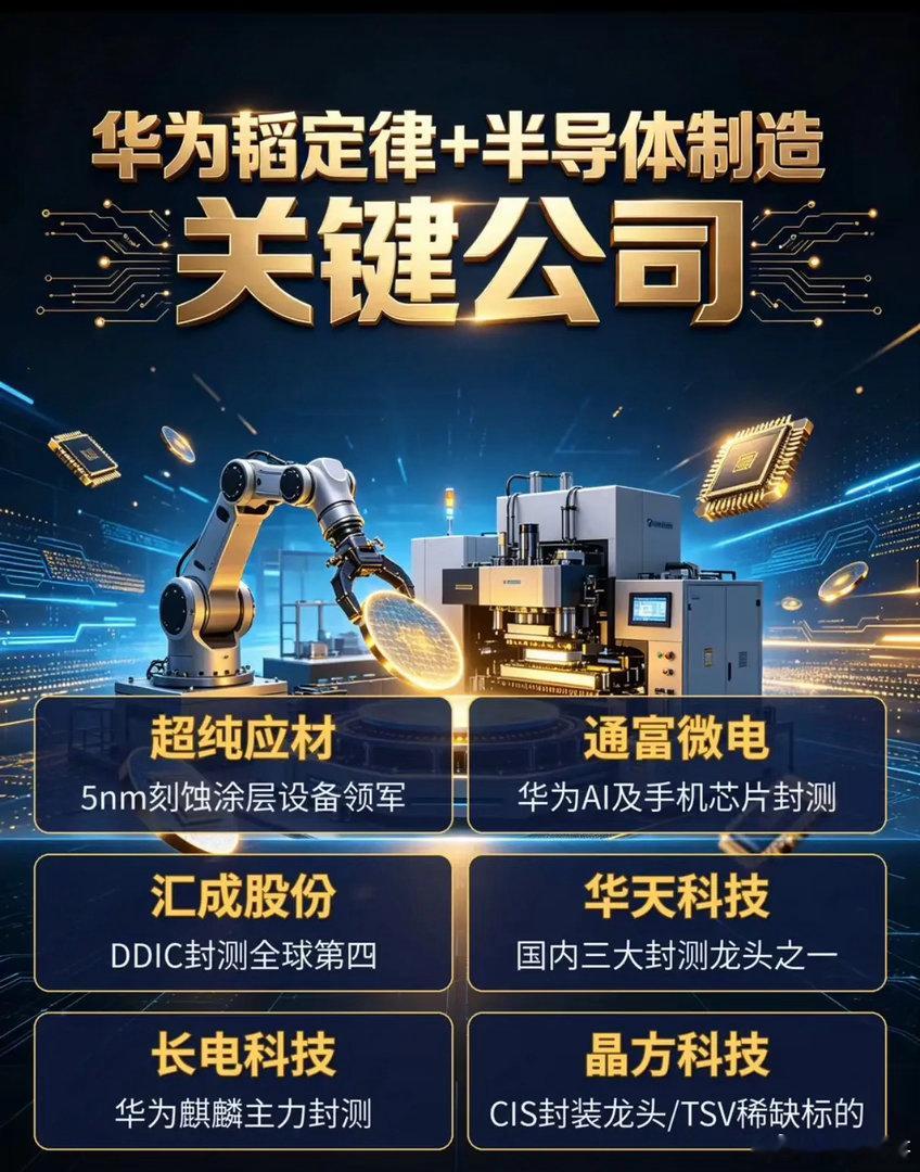 华为“韬定律”落地，半导体封测赛道会迎来爆发吗？华为韬定律的持续推进，正在重塑国