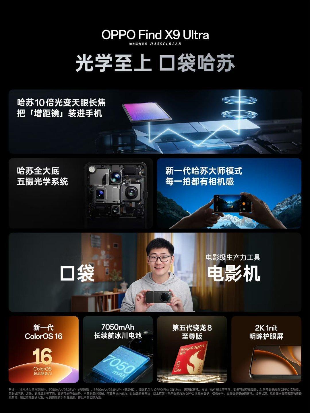 OPPO Find X9 Ultra，处处都 Ultra哈苏 10 倍光变天眼长