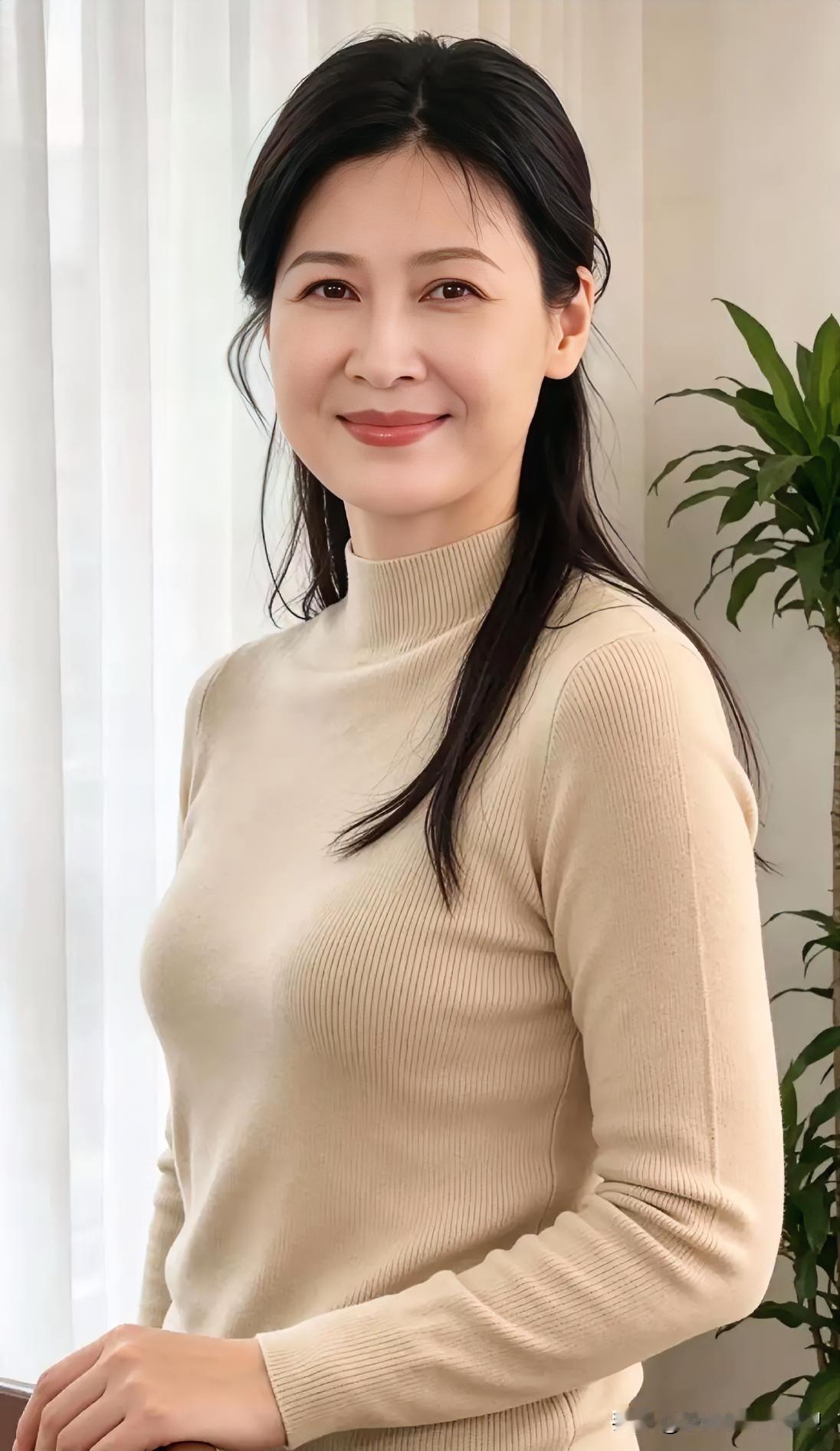 燕麦色针织柔贴肤，笑意温柔伴绿植，自然光下尽显舒适从容。