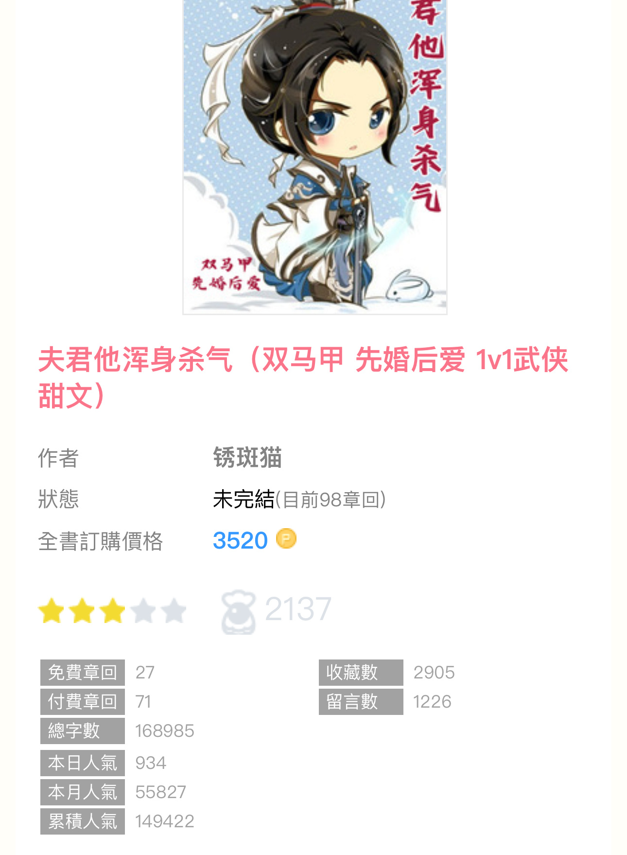 🫧完结播报｜《夫君他浑身杀气》by锈斑猫直男魔教教主×软萌小祭司双马甲／先婚后