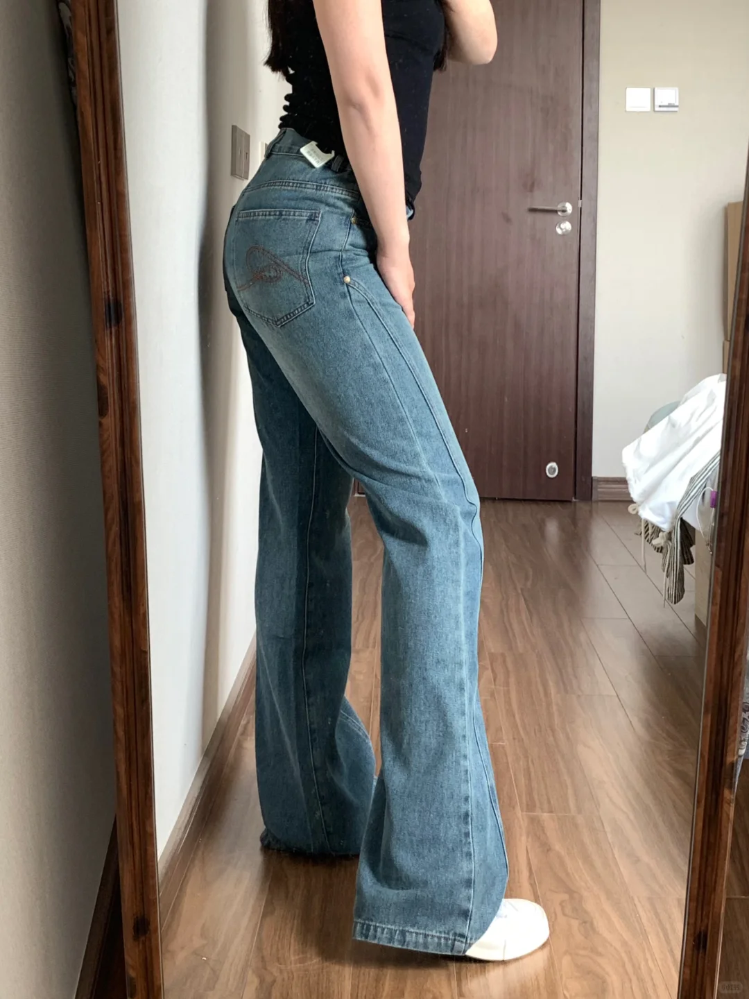 158/108微胖梨形买到超满意的微喇牛仔裤！🥰