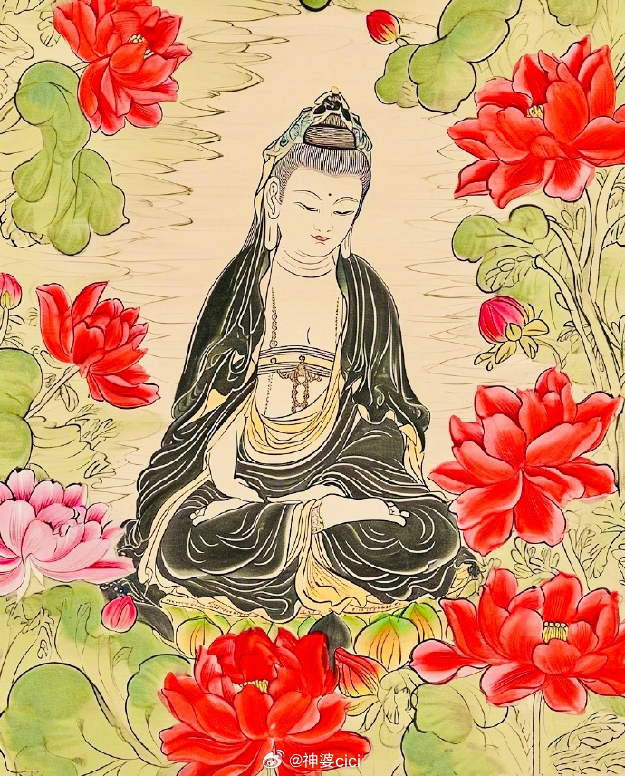 红莲菩萨，助你鸿运当头连连平安，转发连连好运 